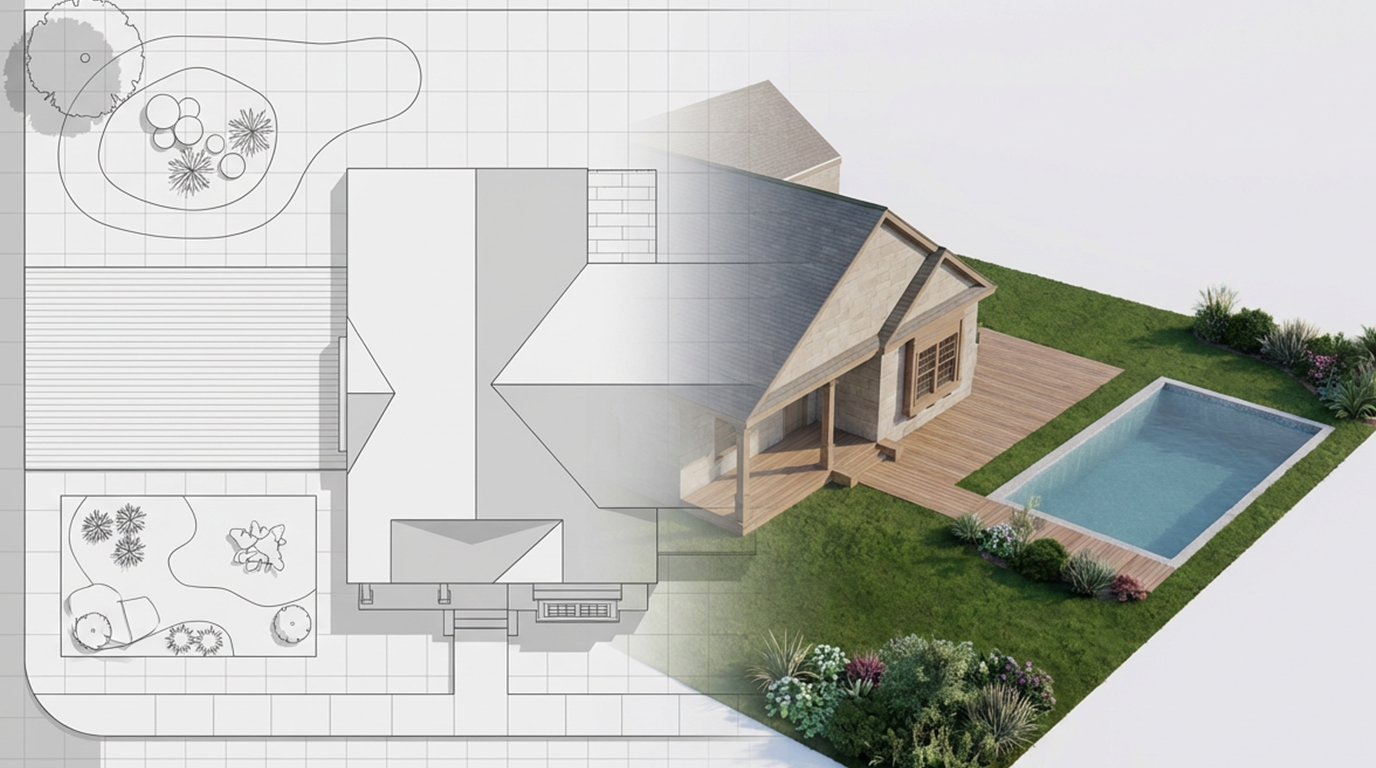 Dreamscape Garden Designer — the full 2D plan and 3D view side by side